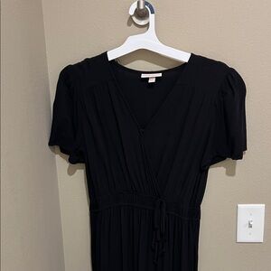 Elegant Black faux Wrap Dress